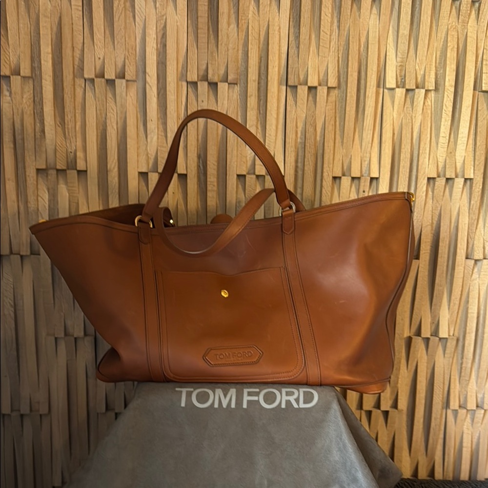 Tom Ford Tan Leather Duffel Bag